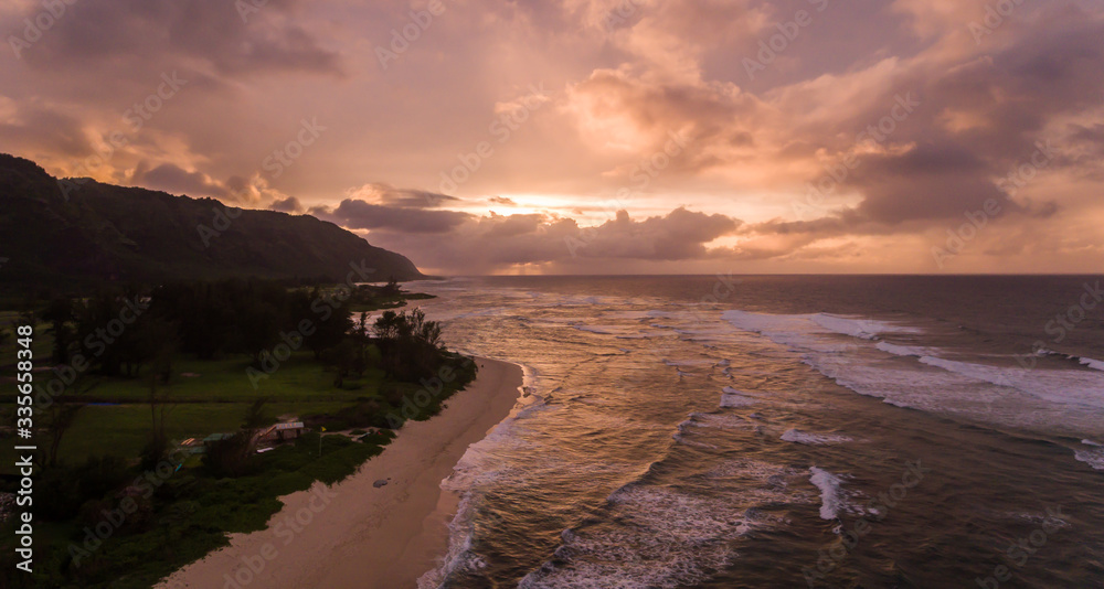 Sunset at the beach in Hawaii