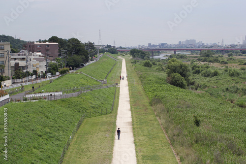 Straigth pedestrian way in Tokyo