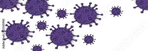 abstract coronavirus watercolor background white. Pandemic life. Bacteria and virus
