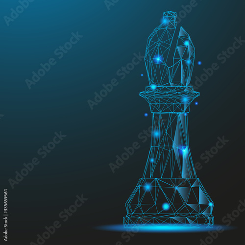 Fotografia Chess piece bishop consisting of points and lines