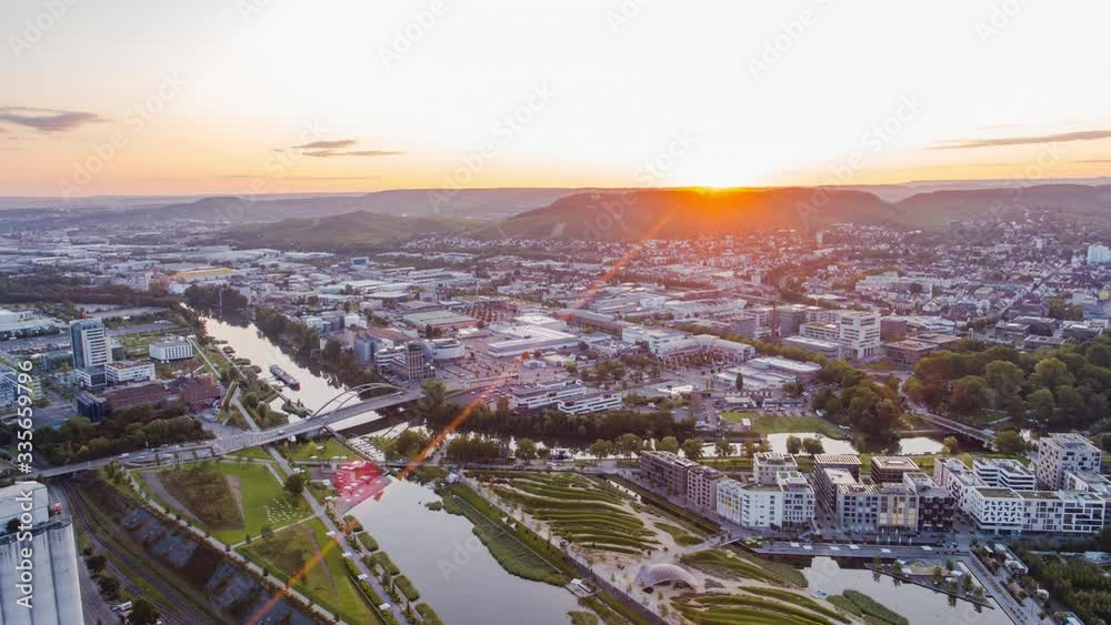 sunflare at sunrise over Heilbronn, Germany 