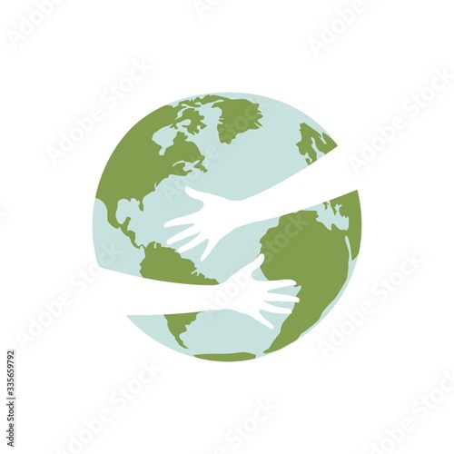 Hands hug planet earth