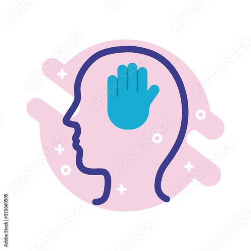 profile with hand stop mental health line style icon