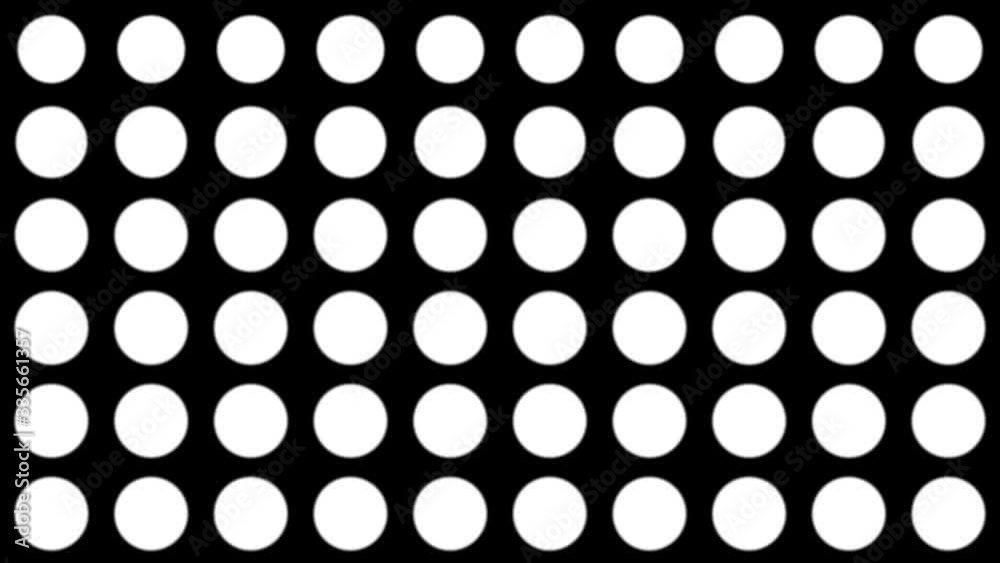 Seamless halftone white dots appear and disappear in motion at black background. Vintage pattern animation. Seamless halftone white dots appear and disappear in motion at black background. Vintage pattern animation.