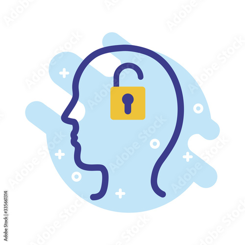 profile with padlock mental health line style icon