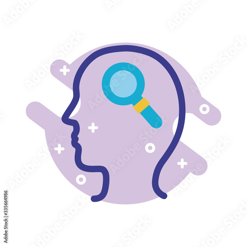 profile with magnifying glass mental health line style icon