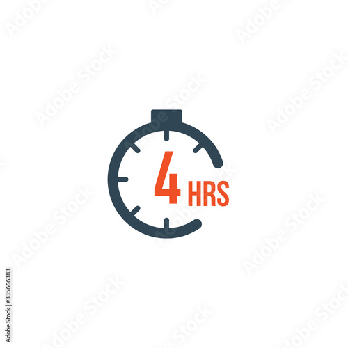 4 hours round timer or Countdown Timer icon. deadline concept. Delivery timer. Stock Vector illustration isolated on white background.
