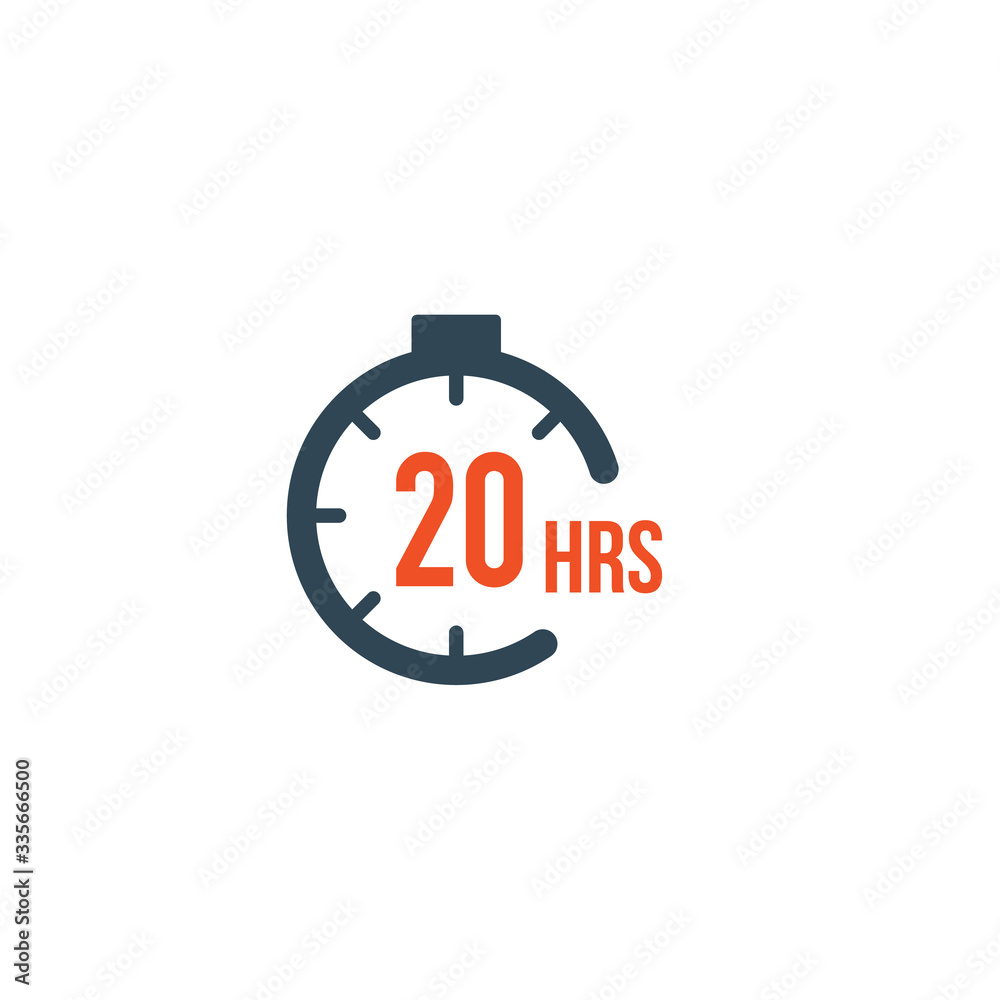 20 hours round timer or Countdown Timer icon. deadline concept. Delivery timer. Stock Vector illustration isolated on white background.