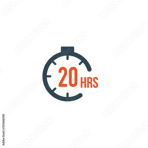20 hours round timer or Countdown Timer icon. deadline concept. Delivery timer. Stock Vector illustration isolated on white background.