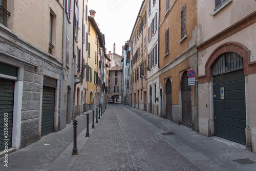 Typical street in Brescia Old Town, Lombardy, Italy.