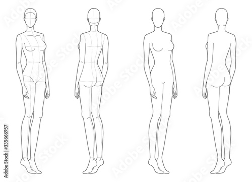 Fashion template of standing women. 