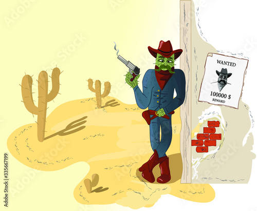 Cactus cowboy in the wild west