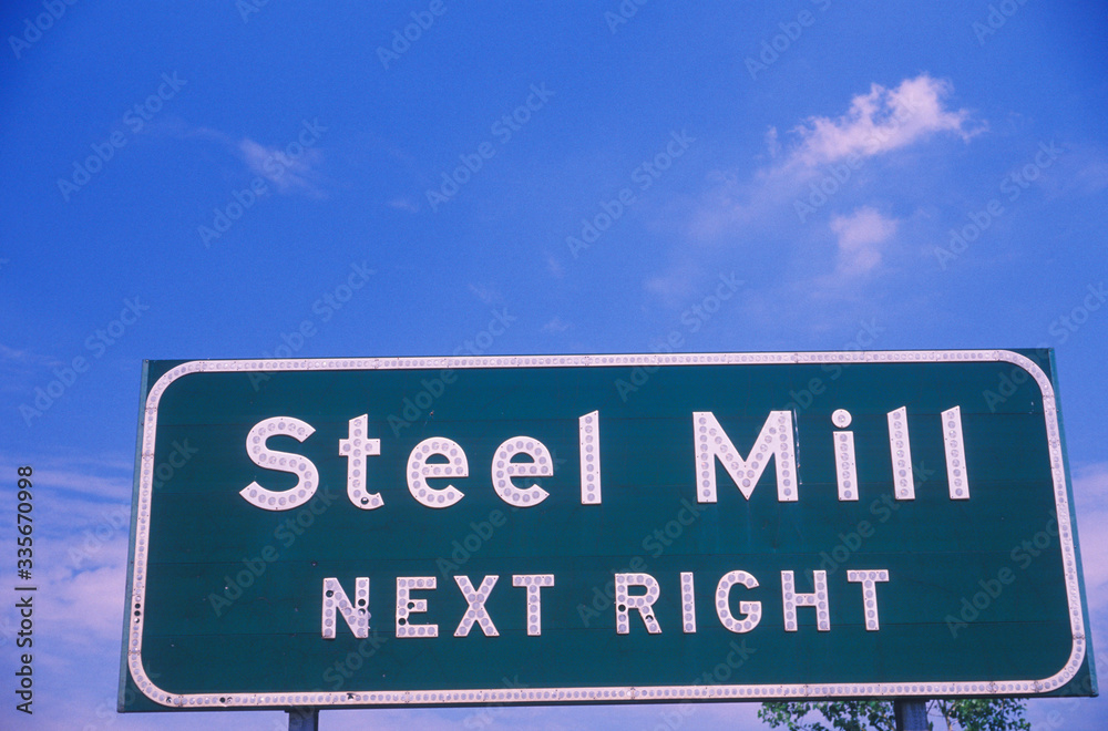 A sign for a steel mill in Indiana