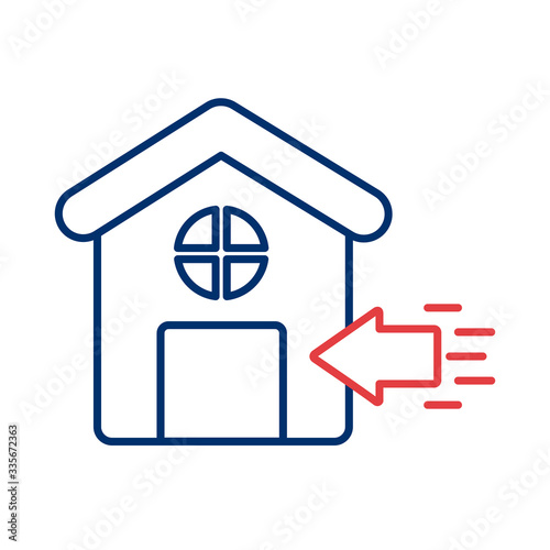 house facade with Stay at home line style