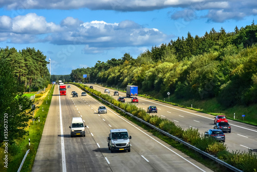 Autobahn, Verkehr, Deutschland, Betonfahrbahn, Sommer