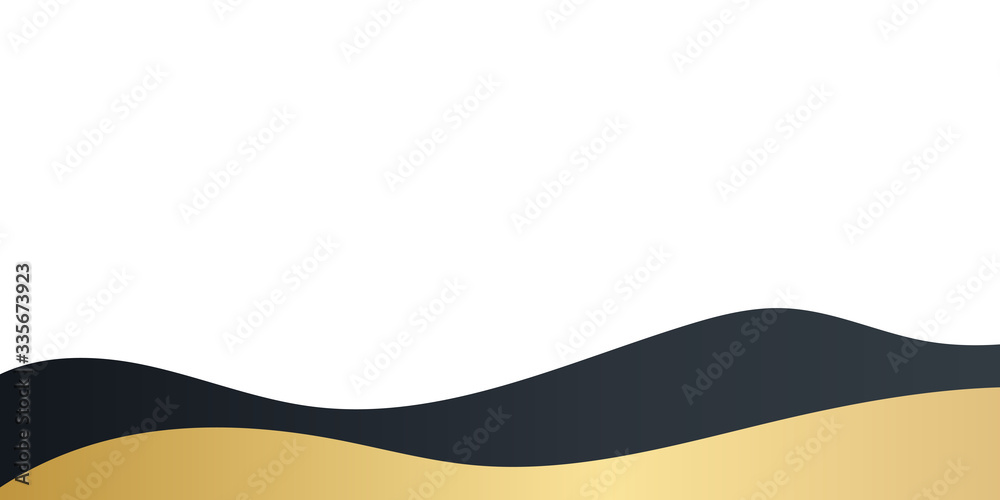 Lines with gold black curved wave isolated on transparent background. Golden luminous background with wave shape for presentation design.