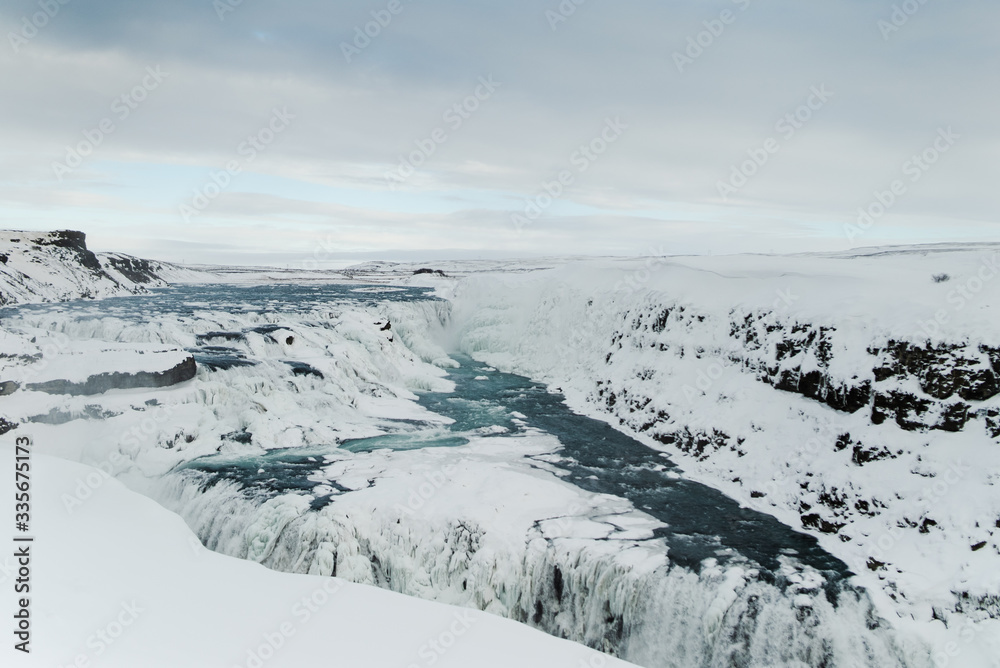 Beautiful waterfall Gullfoss in Iceland