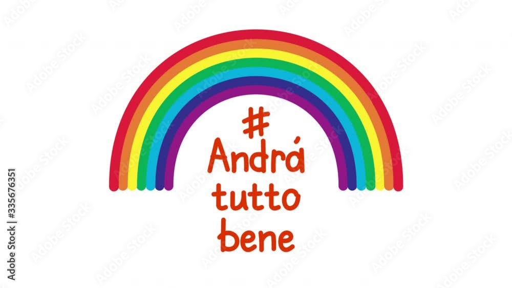 A rainbow in Italy as symbol of hope in fighting with coronavirus COVID-19. Motivational phrase 