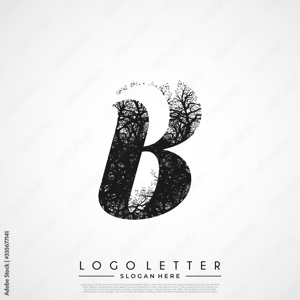 Initial Logo B Letter Tree Branches. Tree Initial Letter Logo Design ...