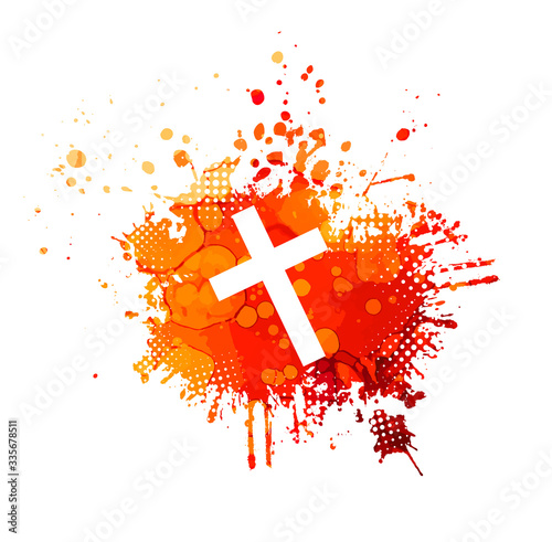 Cross from blood stains. Happy Easter. Vector illustration