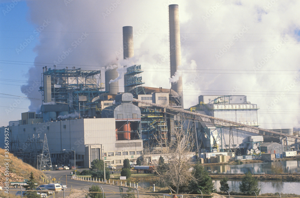 Smokestacks at a Denver Utility Commission power plant, Denver, Colorado Smokestacks at a Denver Utility Commission power plant, Denver, Colorado