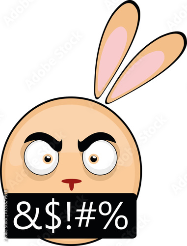 Vector illustration of an angry cartoon rabbit face