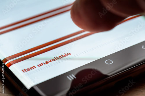Obraz na płótnie item unavailable text on smart phone screen