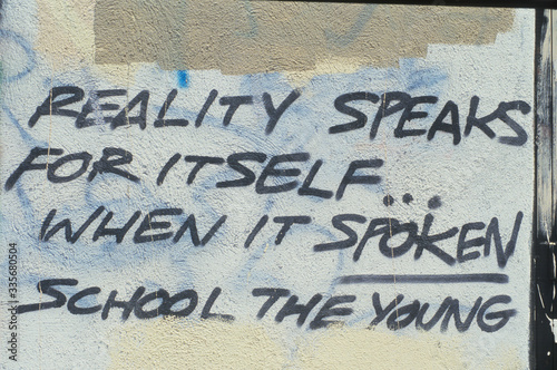 Artist's statement on a painted wall