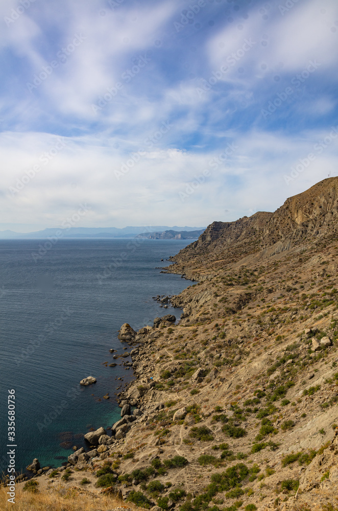 Mountain seascape, sunny day travel, and adventure. Mountain seascape, sunny day travel, and adventure.