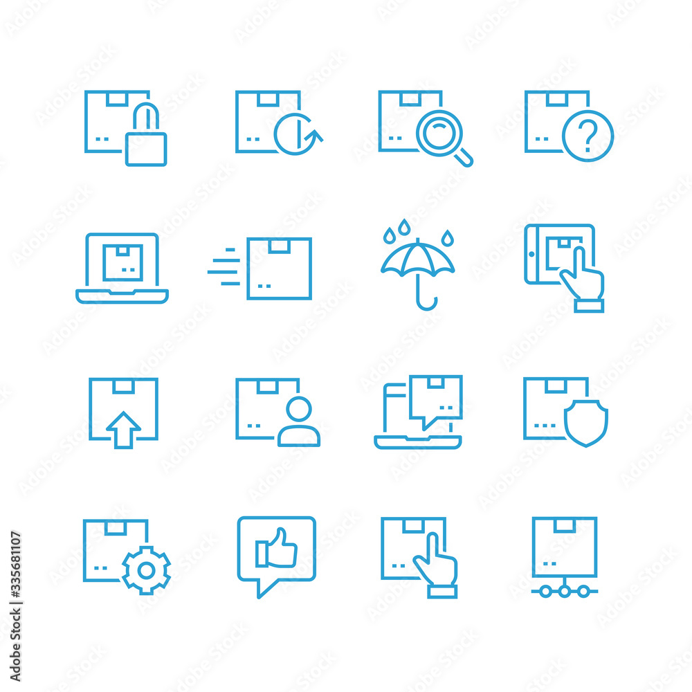 Postal delivery line icon set
Postal delivery line icon set