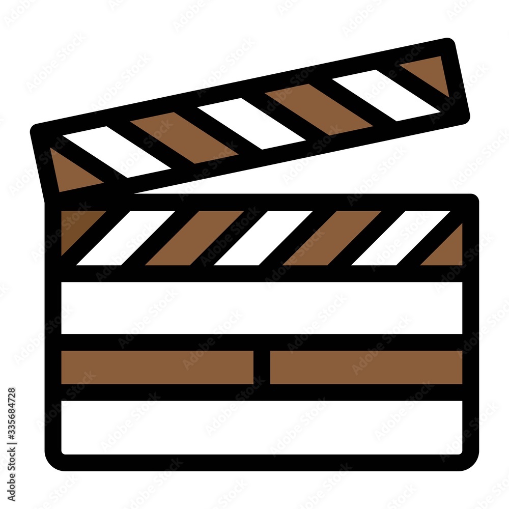 Movie clapper icon. Clapperboard, clapboard symbol. Film, cinema, director, cinematography signs. Film making, movie or video production icons.