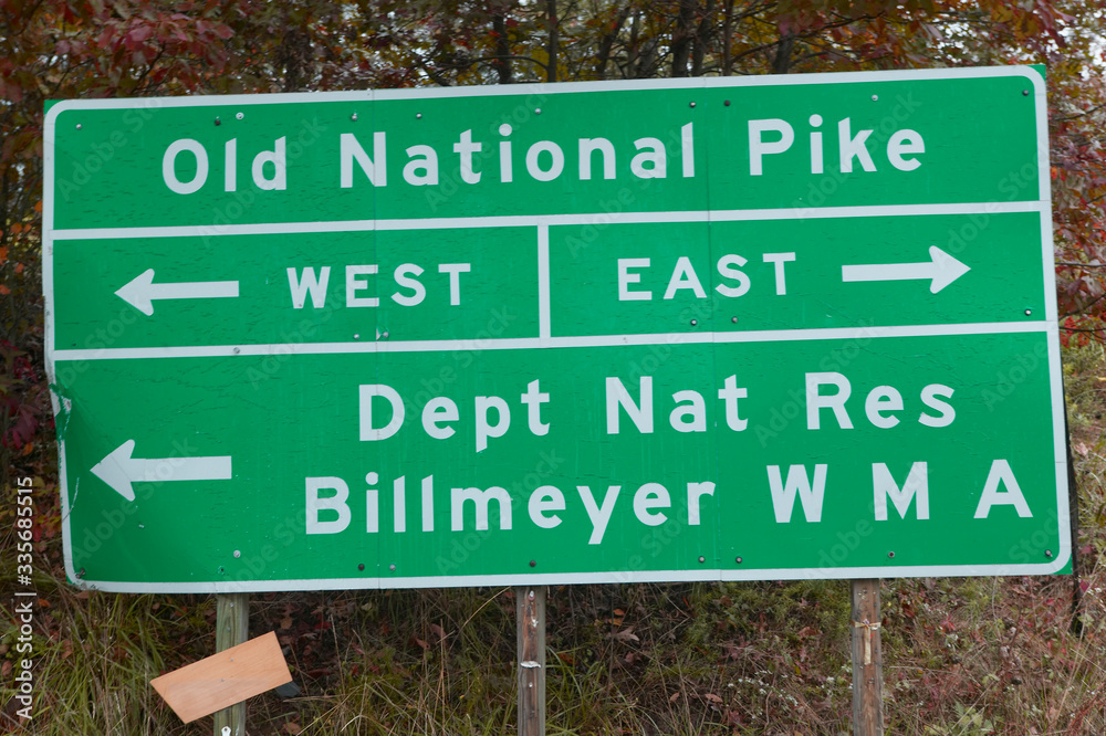 Old National Pike Roadway sign in Western Maryland Old National Pike Roadway sign in Western Maryland