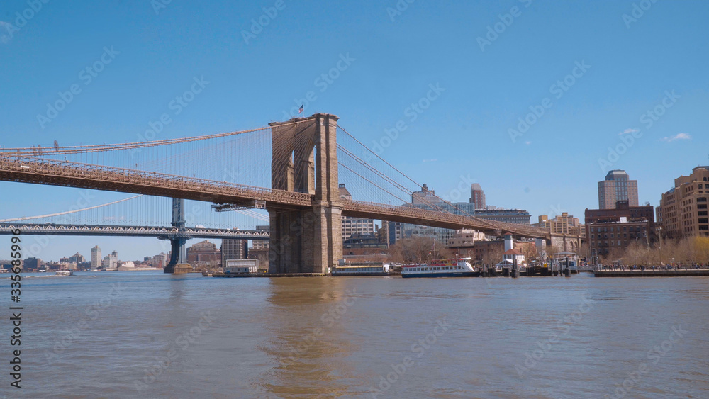 Amazing Brooklyn Bridge in New York - view from Manhattan