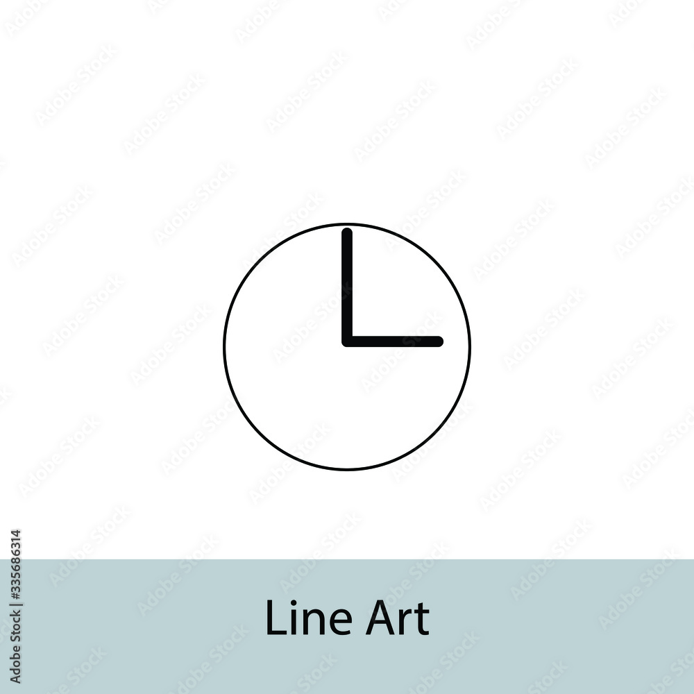 Clock Line Art Icon Isolated White Background Clock Line Art Icon Isolated White Background