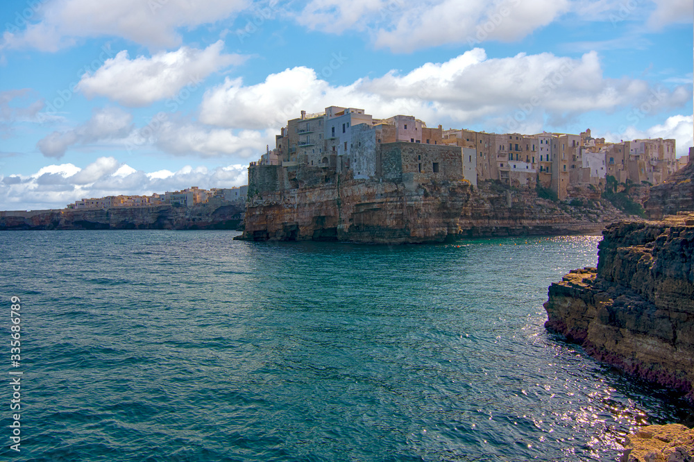 View At Ancient City Hanging On The Cliffs of Polignano a Mare, Apulia, Italy