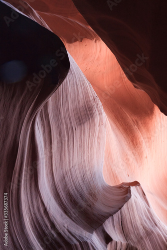 Page, Arizona / USA - August 05, 2015: Rock formations inside Upper Antelope Canyon, Page, Arizona, USA photo