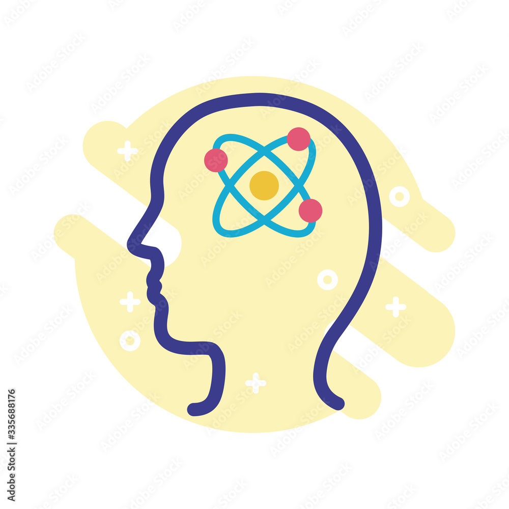 Obraz premium profile with atom mental health line style icon