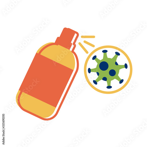 splash bottle with covid 19 particle flat style icon