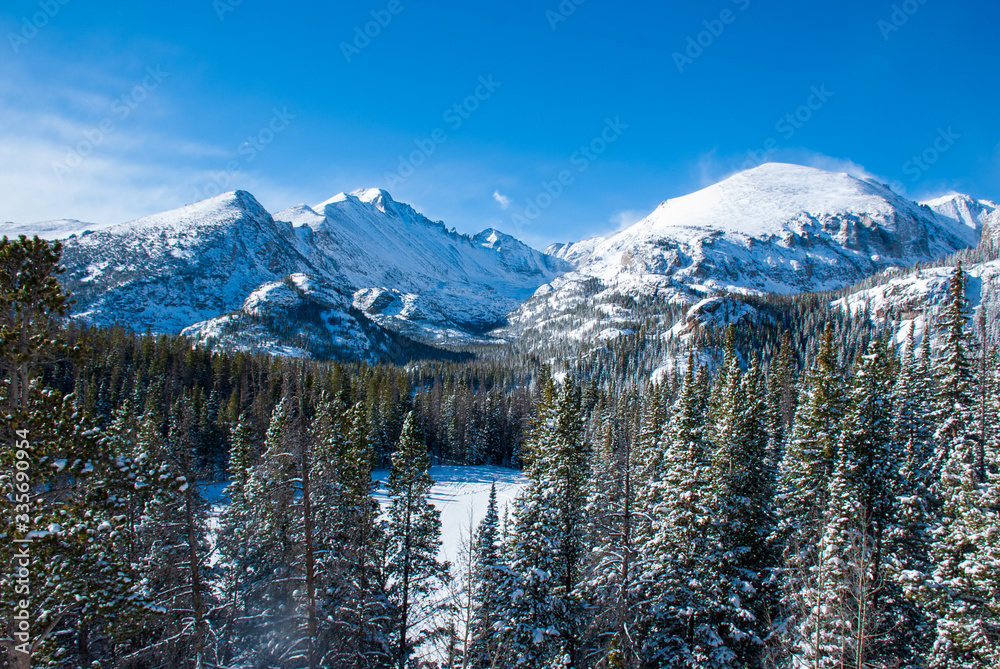 Snow-covered peaks of the rocky mountains