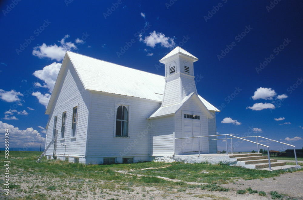 Little schoolhouse and church on the prairie, Branson, CO Little schoolhouse and church on the prairie, Branson, CO