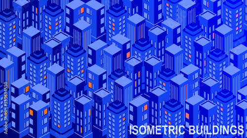 Smart city or intelligent building isometric vector concept.Modern flat design isometric concept of Smart City for website and mobile website.