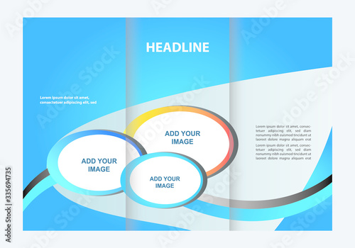 Tri-fold business brochure template template design, mock-up cover 