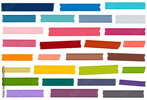 Grosgrain ribbon washi tape strips. Semi-transparent masking tape or adhesive strips. EPS file has global colors for easy color changes.