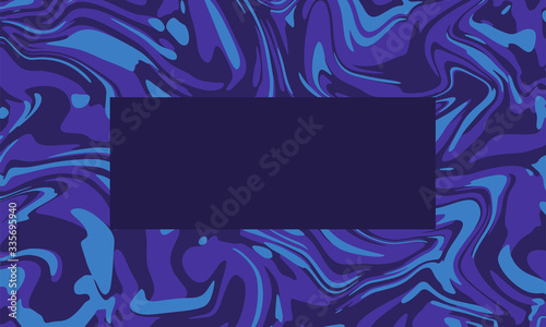 Swirling, liquid effect vector with blue and purple shapes background with dark, blank text box with empty copy space with room for words. Great for promotions, special offers, sales and advertising.