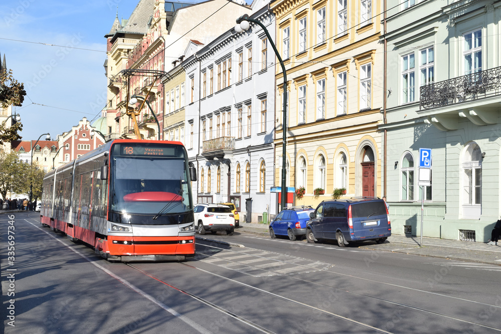 Cityscape of Smetanovo Street, Prague, Czech Republic