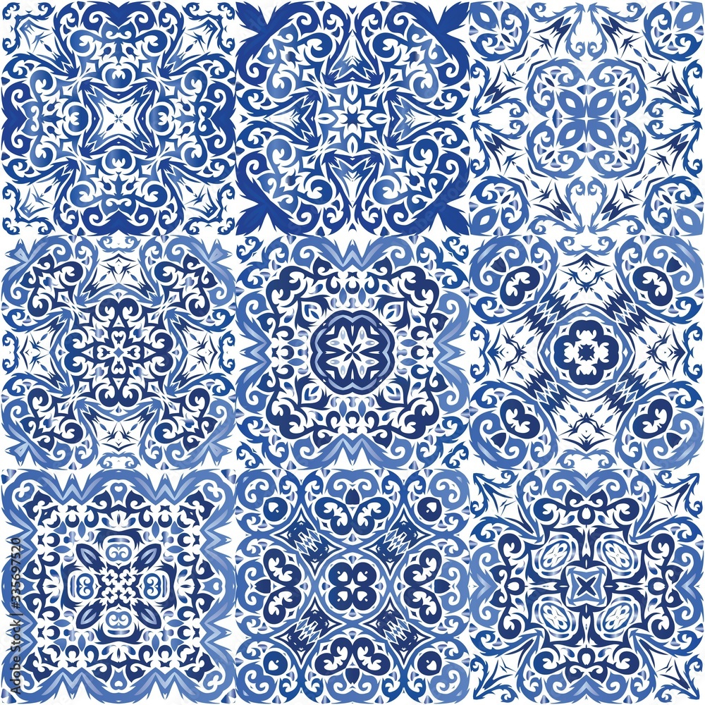 Portuguese ornamental azulejo ceramic.