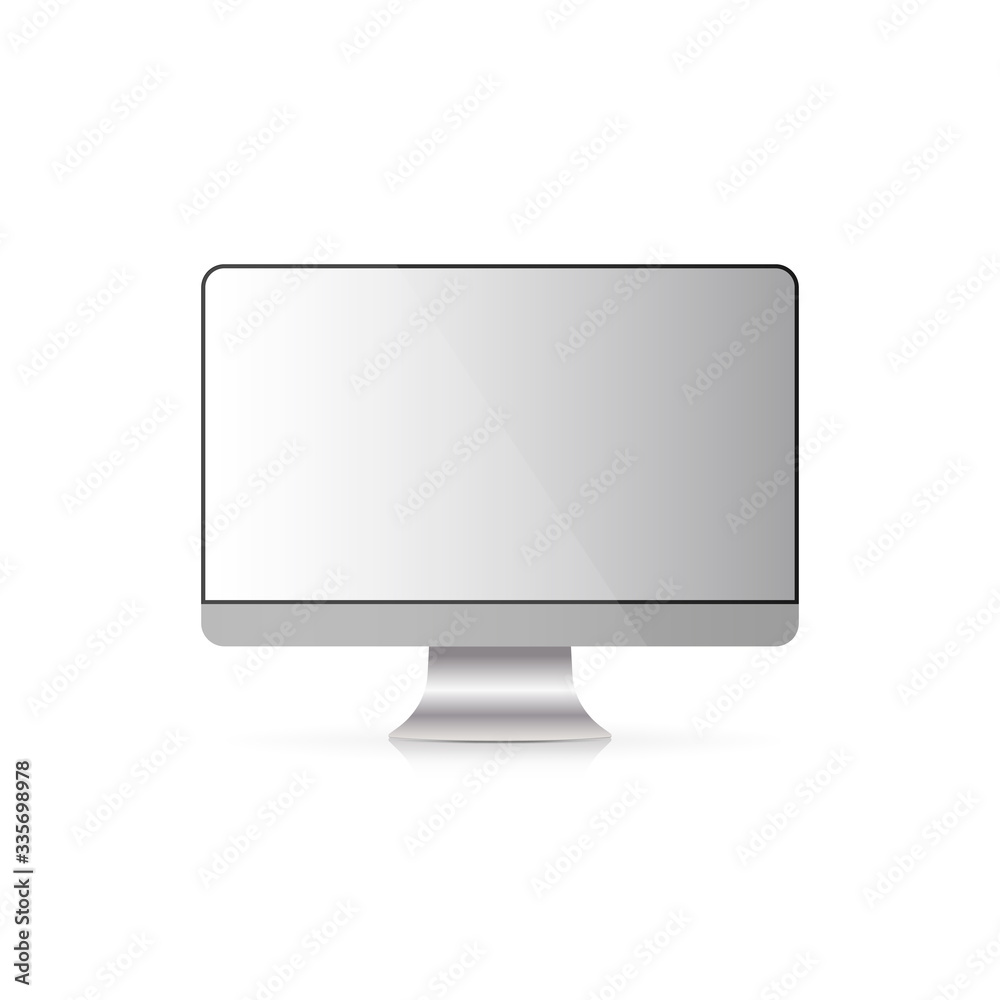 Modern monitor is isolated on a white background. Realistic screen. Vector. Modern monitor is isolated on a white background. Realistic screen. Vector.