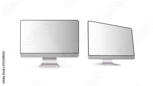 Modern monitor is isolated on a white background. Realistic screen. Vector.