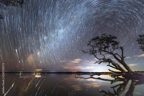 Milky way rising over Lake near Sunshine Coast Australia