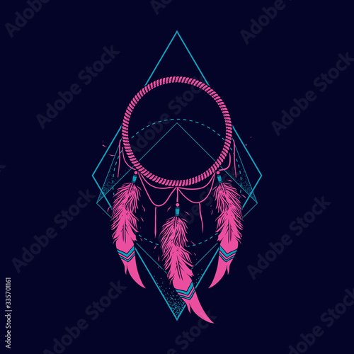 neon dreamcatcher illustration and tshirt design